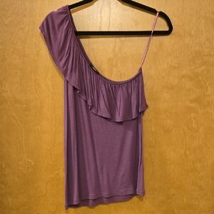 Women’s One-Shoulder Ruffle Tank Top - Purple